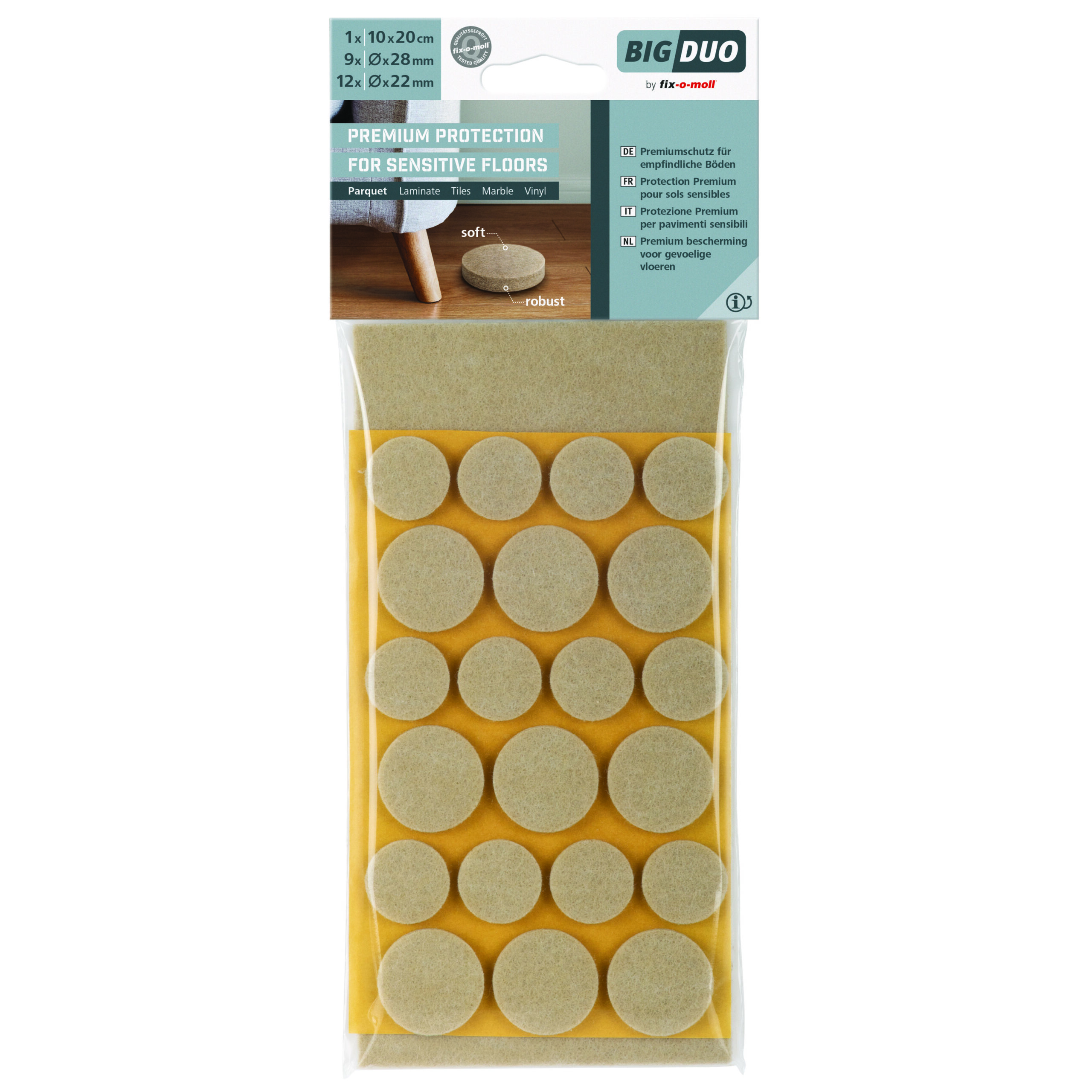 Set klizača za parket BIGDUO | samolepljivi | 5 mm debljina materijala